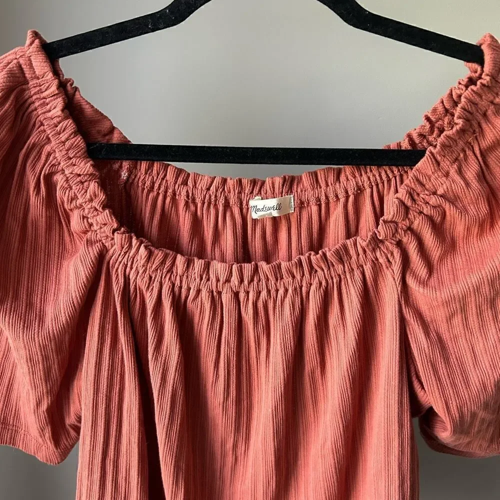 Madewell Rust Off-Shoulder Pullover Top - Picture 4 of 9